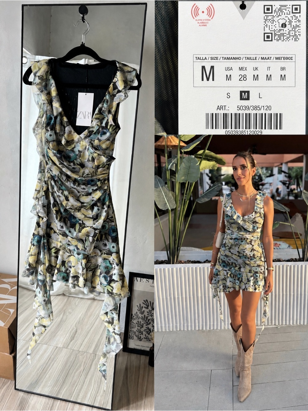 NWT Zara Floral Ruffle Mini Dress